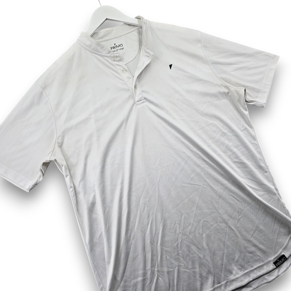 Primo Golf Polo Shirt Mens 2XL White Polyester Blade Collar Short Sleeve Logo